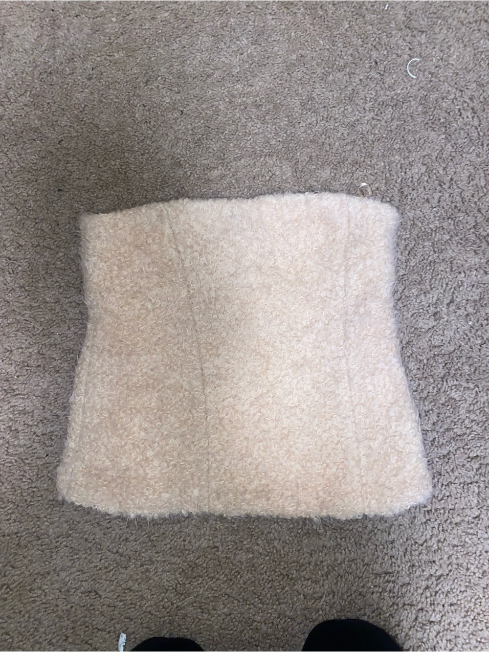 Zara Beige Bouclé-Lined Crop